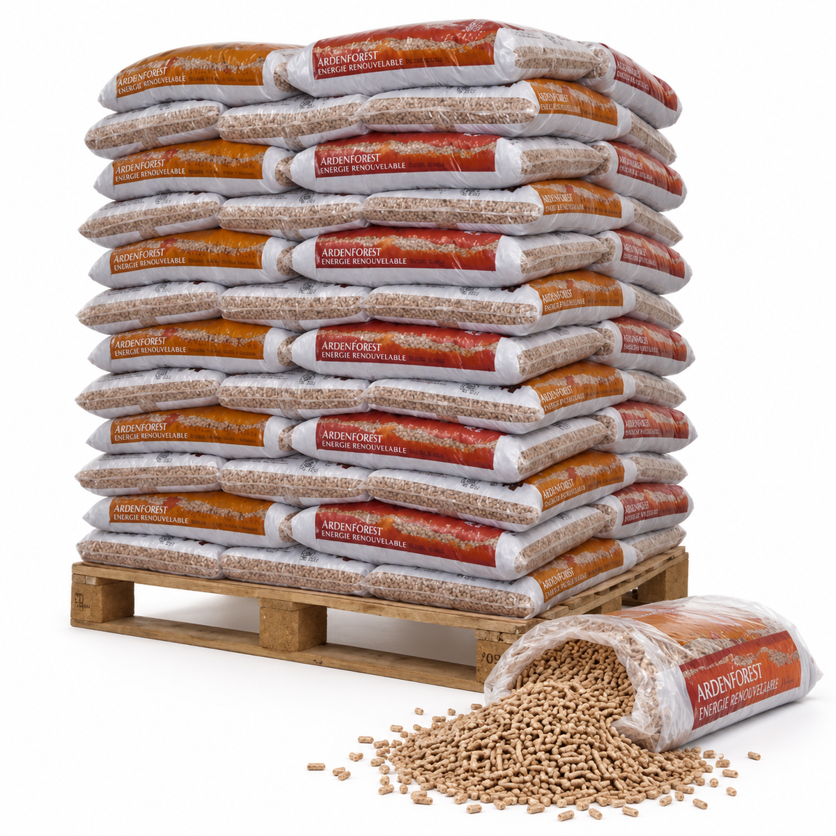 Wooday Holzpellets – 65 × 15 kg Palette (975 kg) – 100 % Nadelholz, DINplus