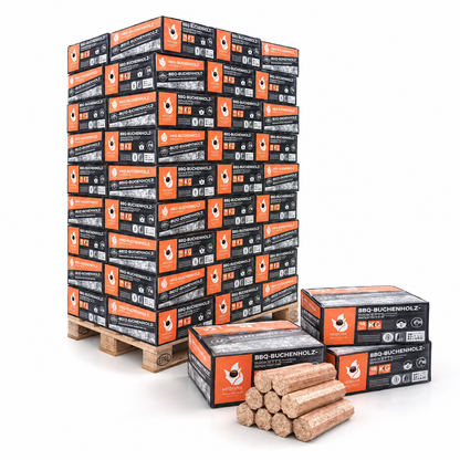 Heizfuxx BBQ-Buchenholzbriketts 18kg x 54 Gebinde 972kg Palette