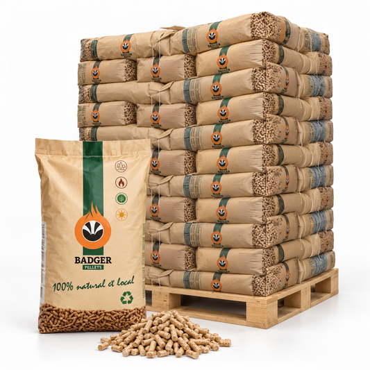 Badger Holzpellets – 65 × 15 kg Palette – 100 % Nadelholz, DINplus