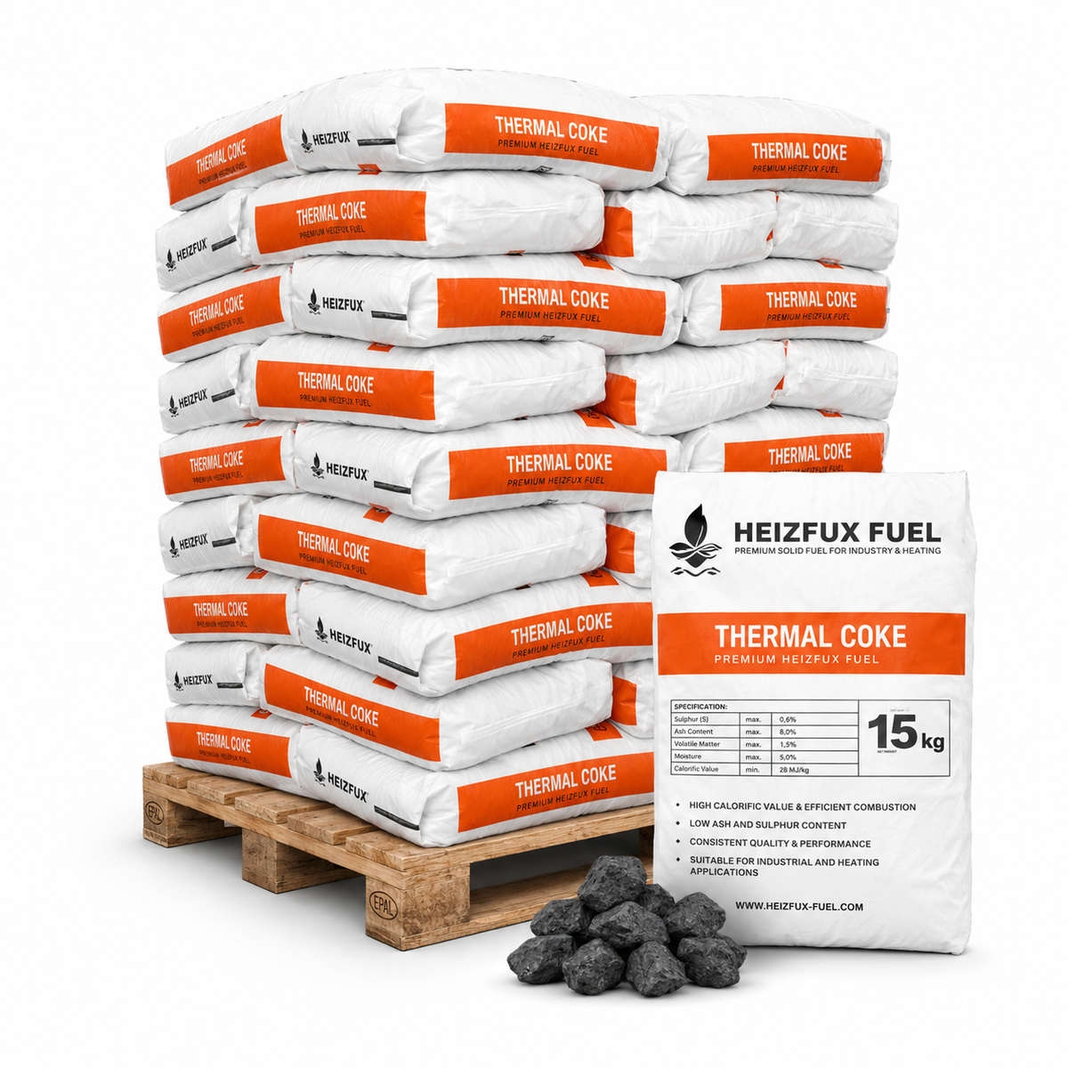 Heizfuxx BBQ-Buchenholzbriketts 18kg x 36 Gebinde 648kg Palette