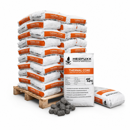 Heizfuxx BBQ-Buchenholzbriketts 18kg x 36 Gebinde 648kg Palette