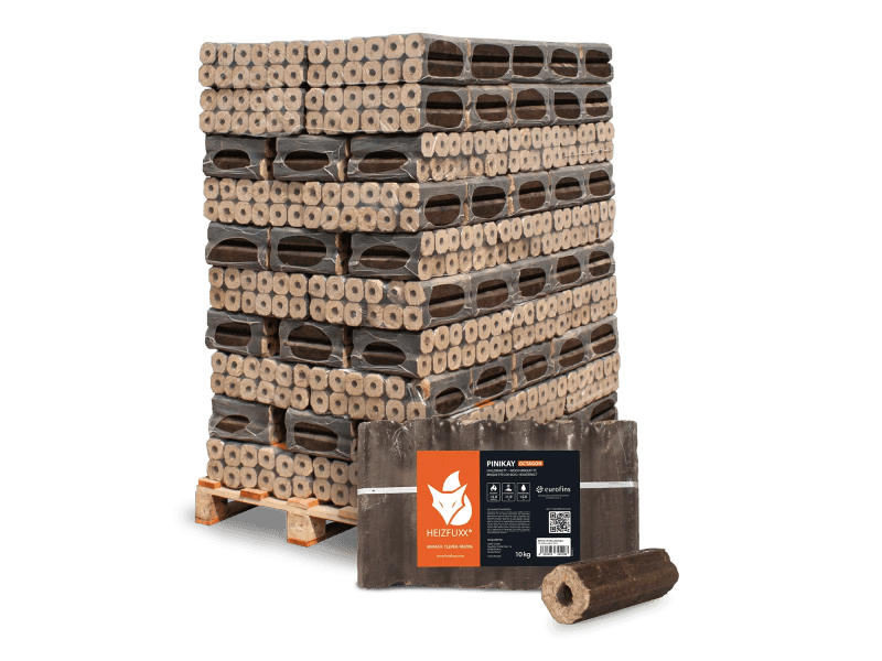 Heizfuxx PiniKay Octagon Holzbriketts Hartholz 10kg x 96 Gebinde 960kg Palette