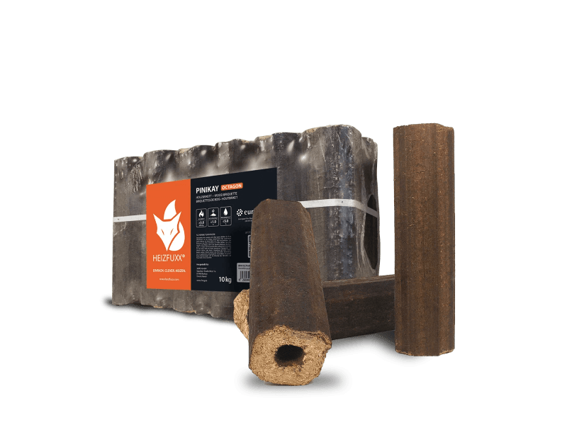 Heizfuxx PiniKay Octagon Holzbriketts Hartholz 10kg x 96 Gebinde 960kg Palette
