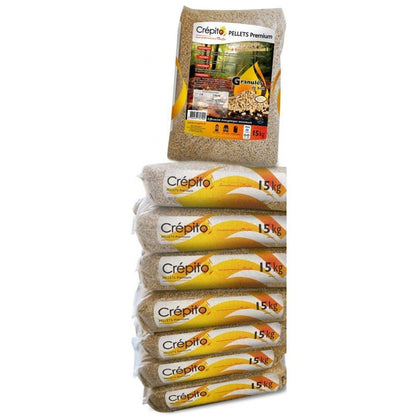 Crépito Holzpellets – 33 × 15 kg Halbpalette (495 kg) – 100 % Nadelholz