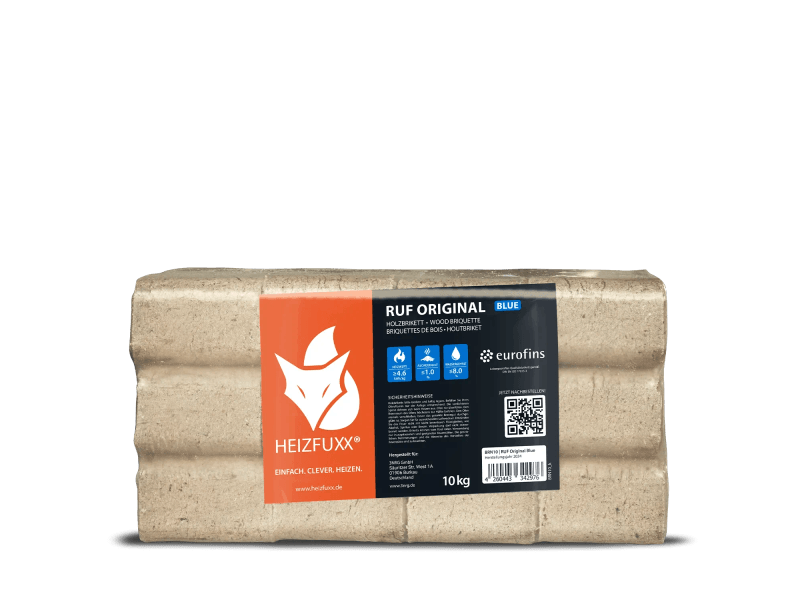 Heizfuxx RUF Original Blue Holzbriketts Nadelholz 10kg x 96 Gebinde 960kg Palette