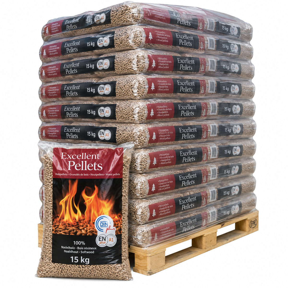 Excellent Holzpellets – 100 % Nadelholz, DINplus