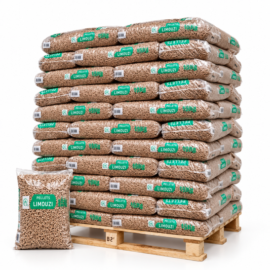 Limouzi Holzpellets – 66 × 15 kg Palette – 100 % Nadelholz, DINplus & PEFC